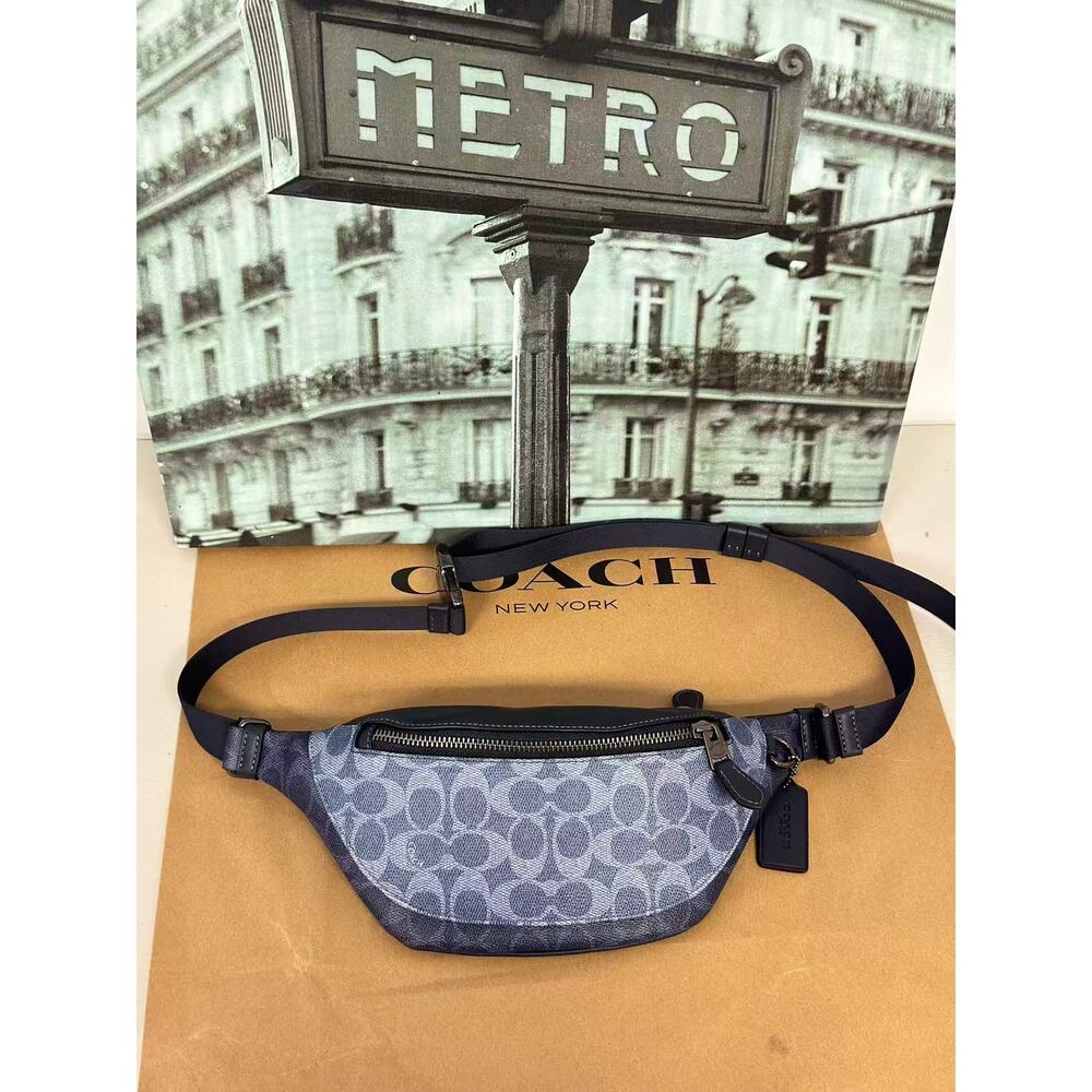 Coach CBK37 Warren Mini Belt Bag In Blocked Signature Canvas